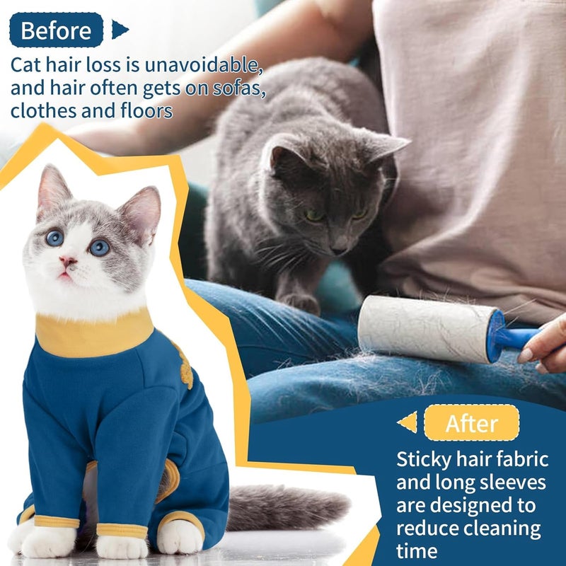 T'CHAQUE Sticky Hair Cat Onesie Pajamas, Soft Long Sleeve Cat Clothes, Anti-Shedding, Surgery Recovery Suit, Wound Protection & Preventing Licking, Kitten Sweaters for Male & Female-M - Image 3